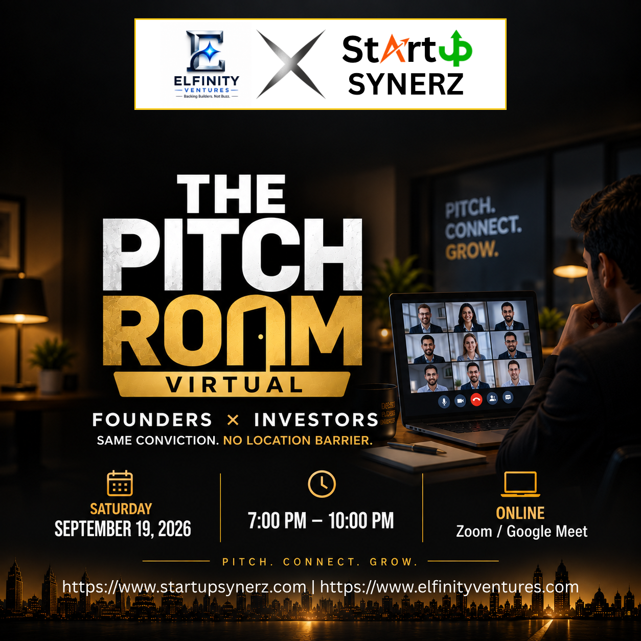 THE PITCH ROOM — VIRTUAL By Elfinity Ventures | Co-Powered by Startup Synerz Global